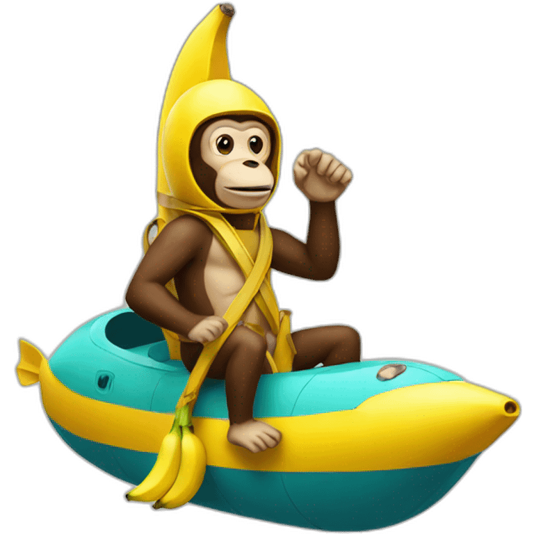 monkey man riding a banana submarine emoji