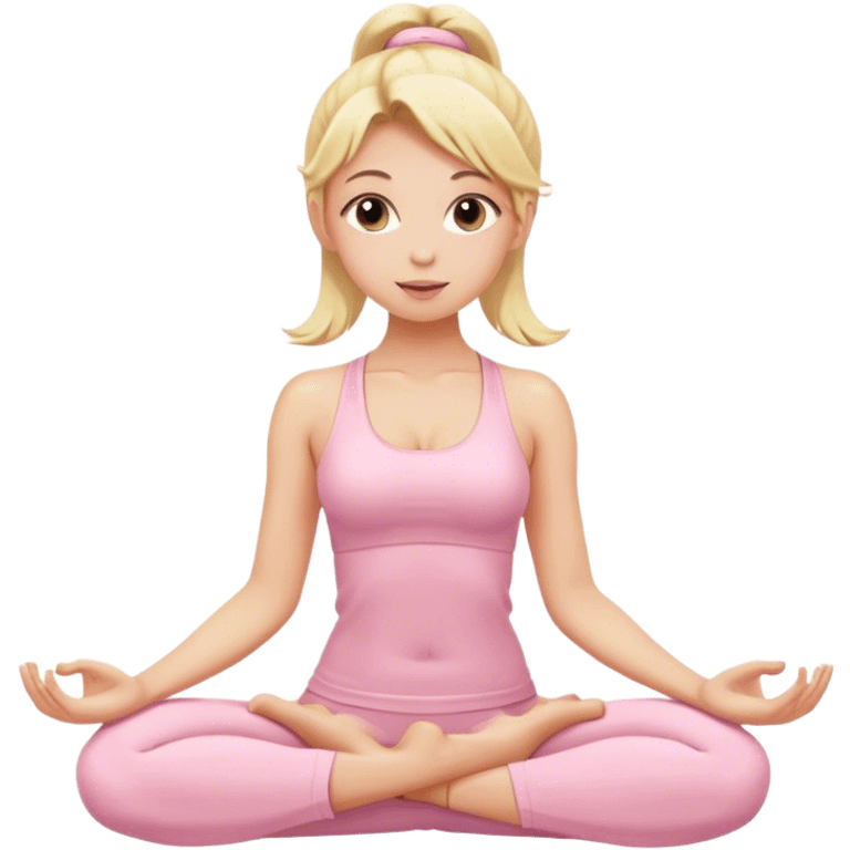 blonde yoga girl light pink clothes n emoji