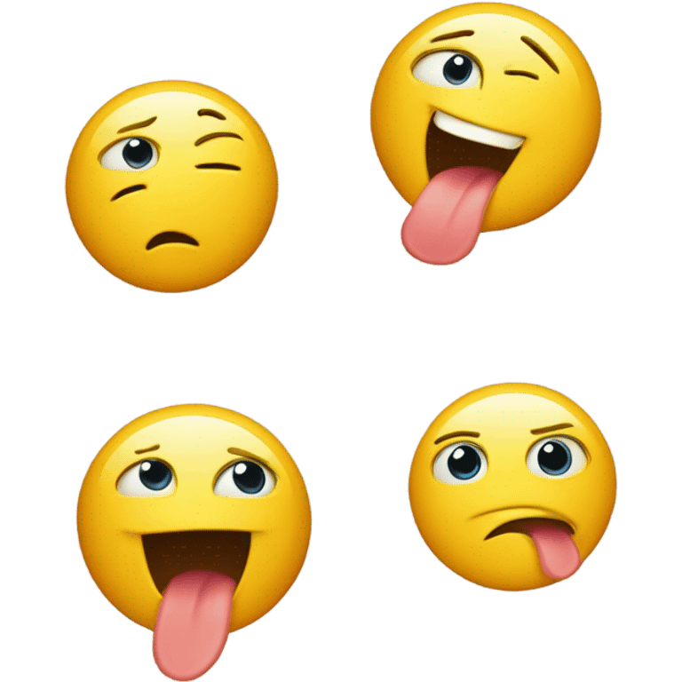 Make Emoji yellow circle with tongue sticking out with excitement and eye showing pure admiration  emoji