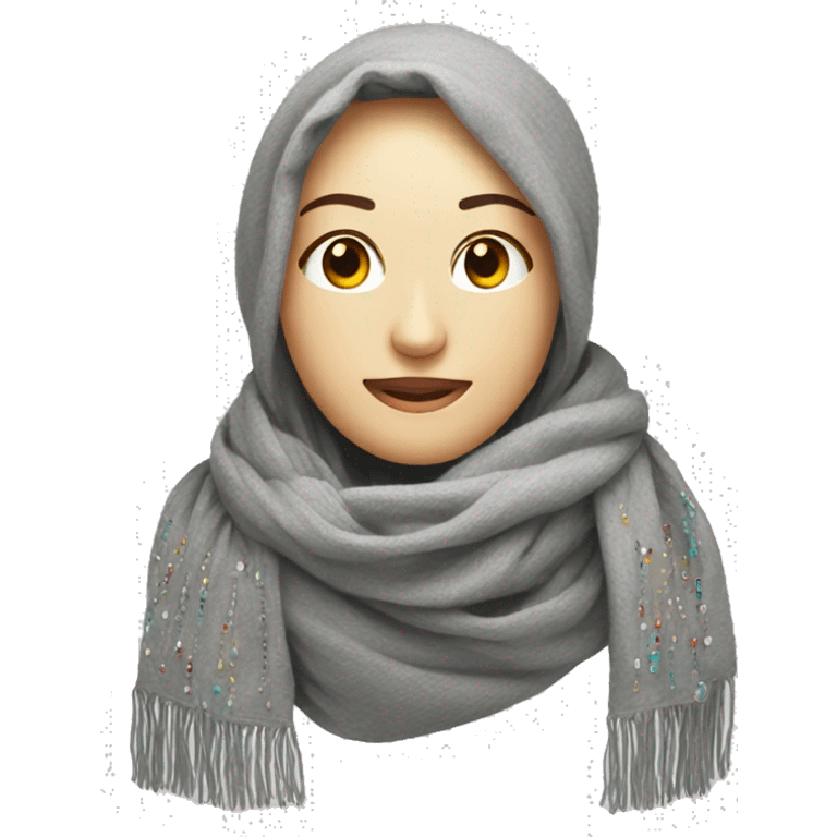 gray scarf embroidered with beads emoji