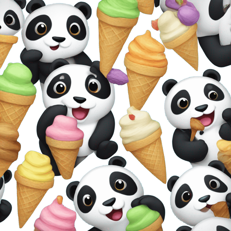 Panda eating ice cream emoji