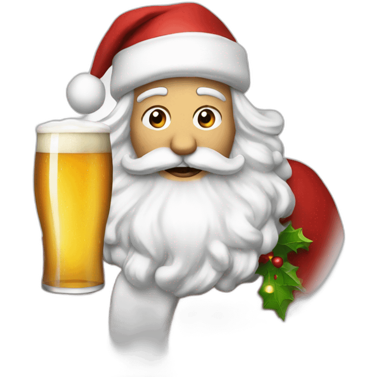 drinking beer santa emoji