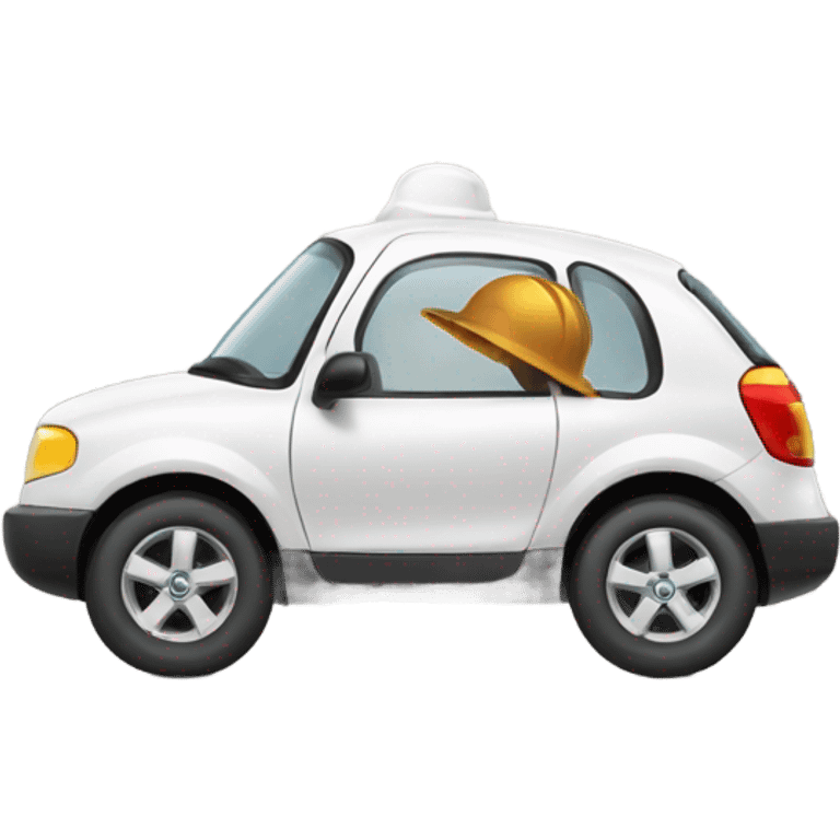 A car wearing a hard hat emoji