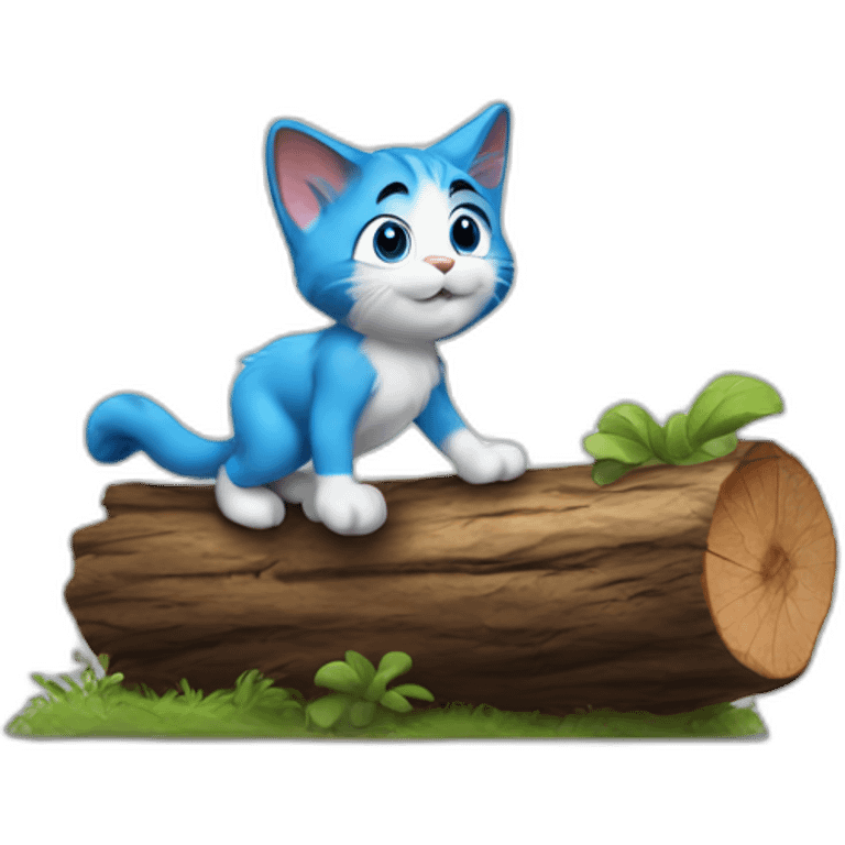 smurf cat walking on the log emoji