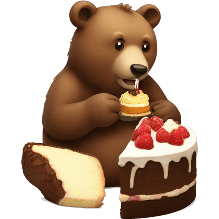 Bear eating cake emoji