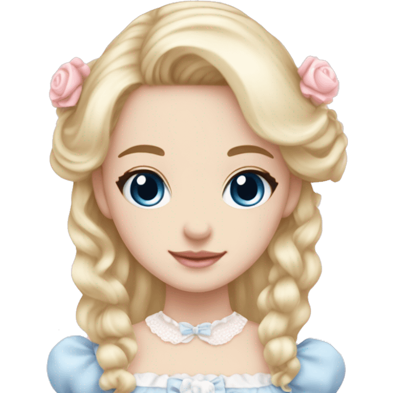 sweet lolita blond hair blue eyes white skin light pink dress emoji