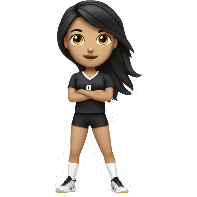 volleyball white girl with long black hair  emoji