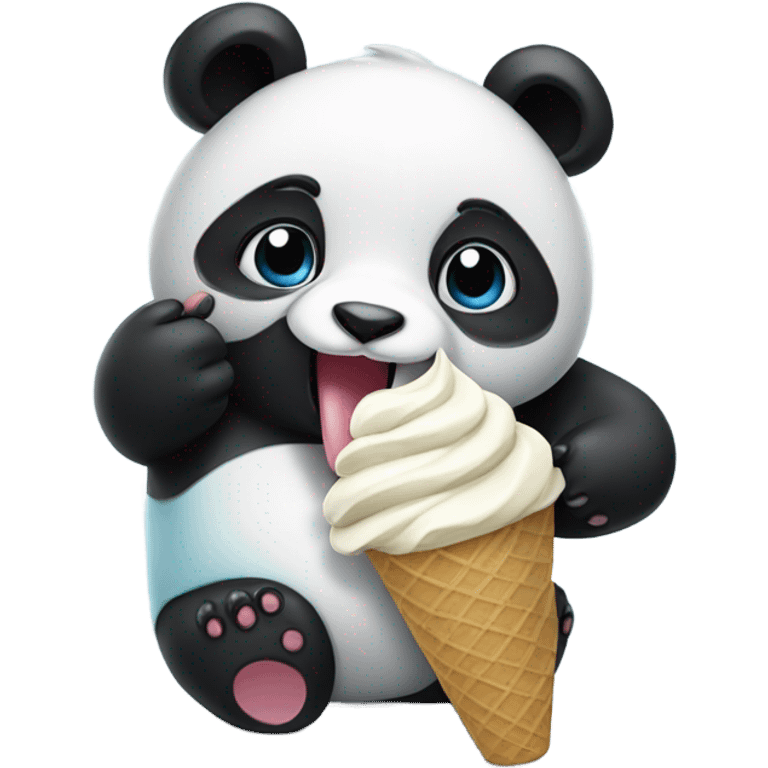 Panda eating ice cream emoji