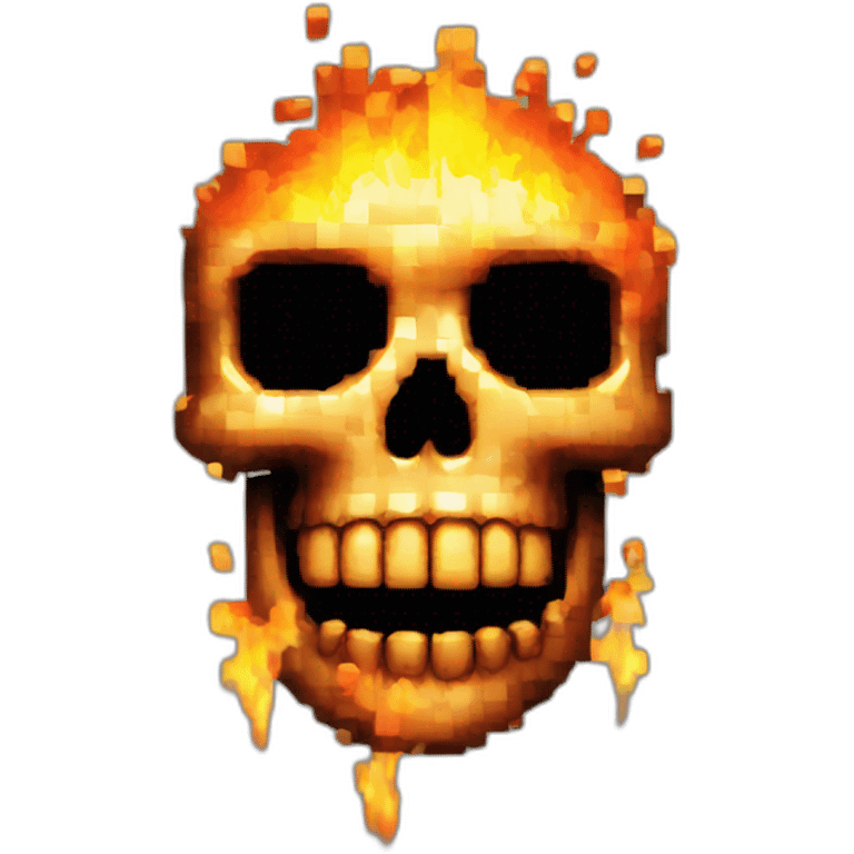 Skull on fire pixelated emoji