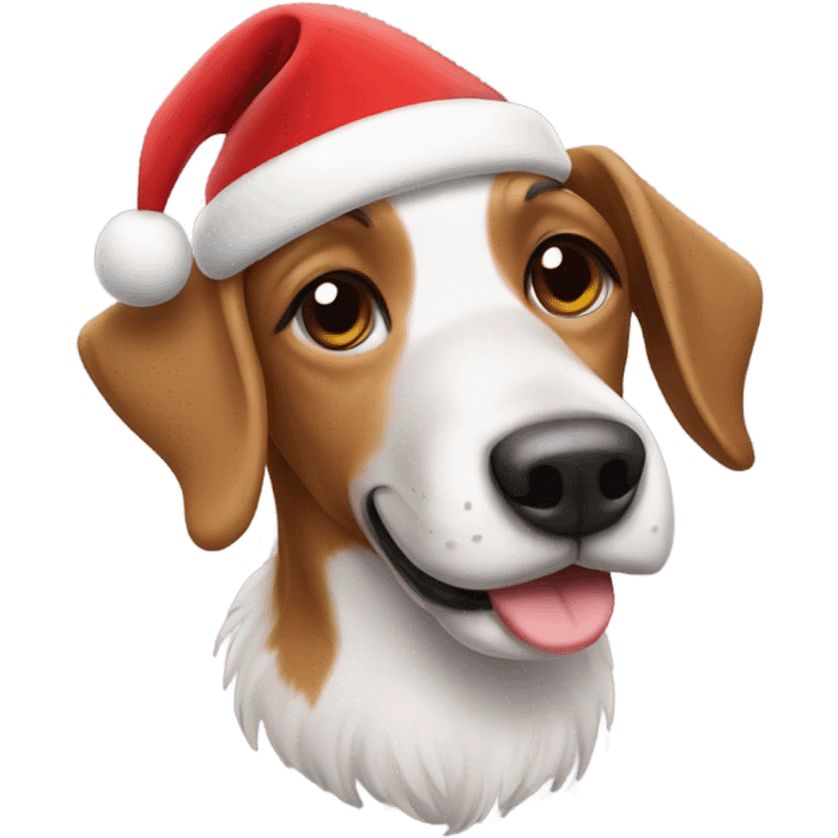 Dog wearing Christmas hat emoji