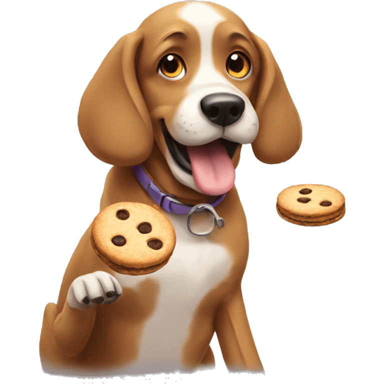 Dog eating cookies emoji