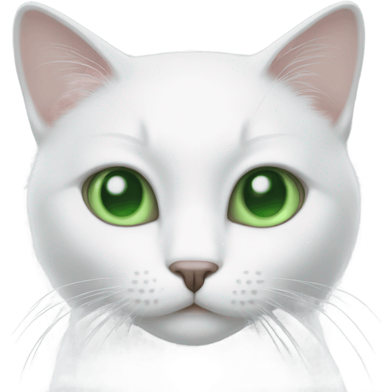 White cat with green eyes emoji