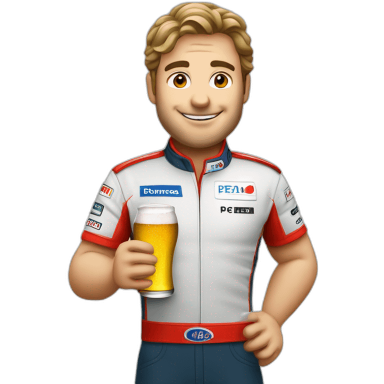 Formule 1 driver with a beer emoji