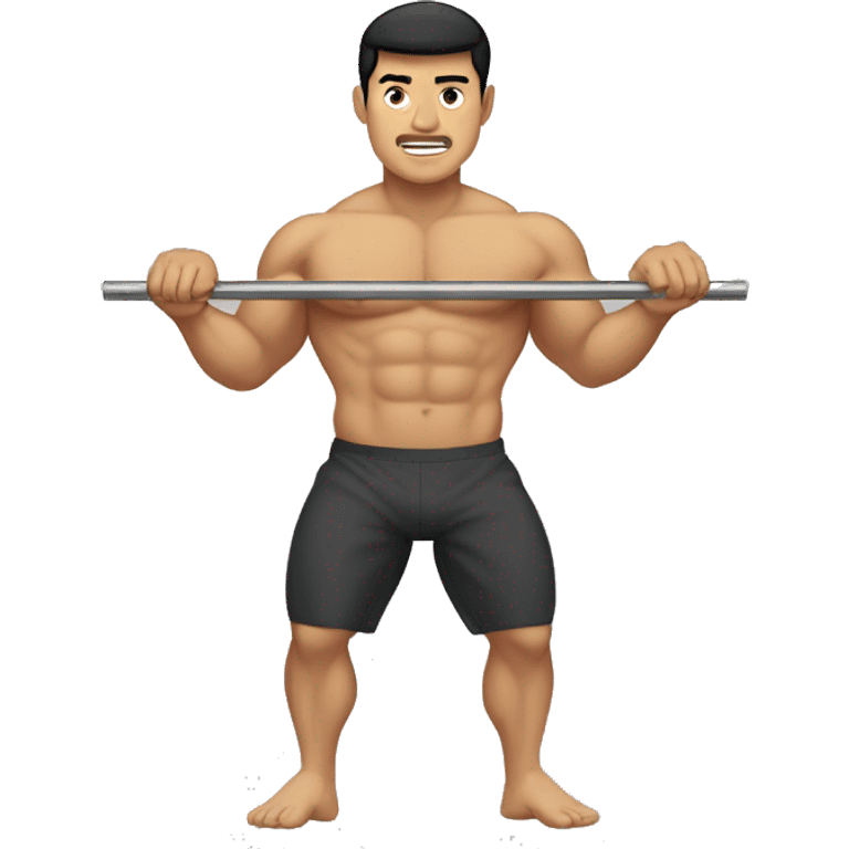 buff gym asian man full body including legs hanging from a bar emoji