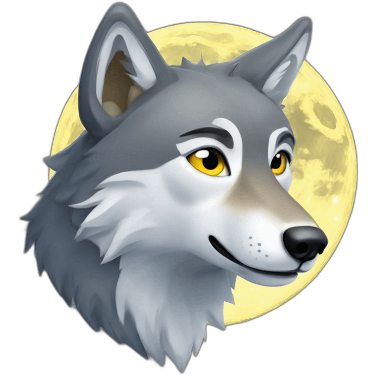 Loup qui hurle à la lune emoji