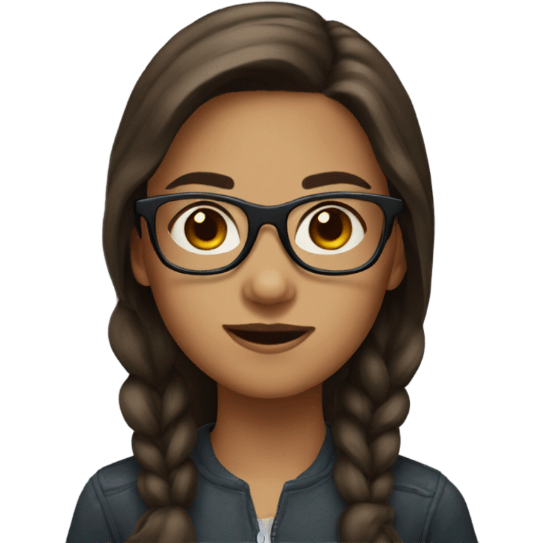 a girl with brown hair and black glasses emoji