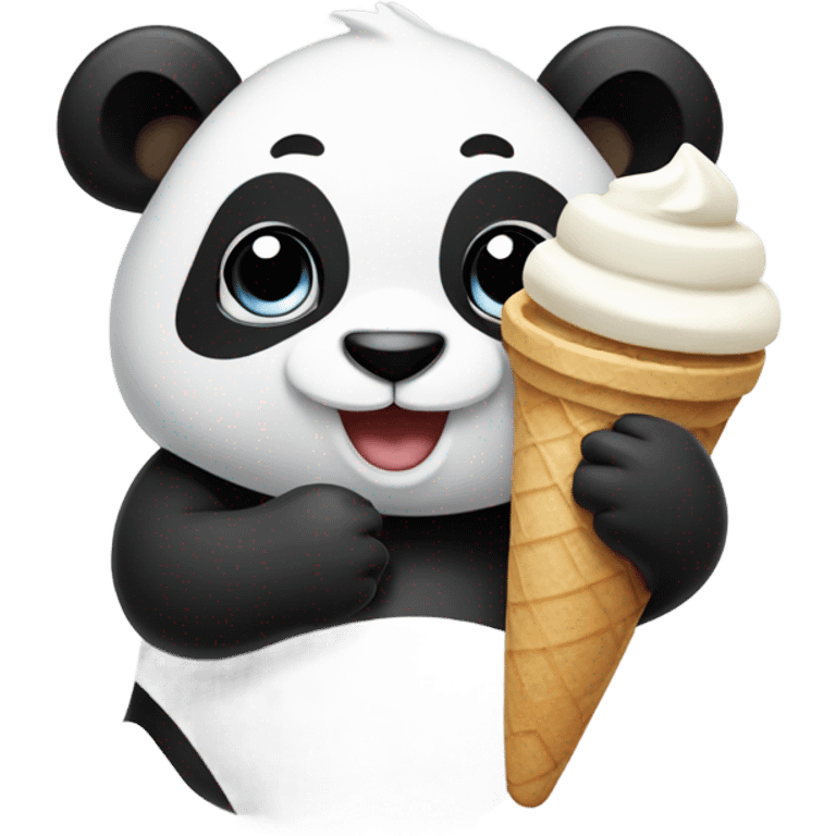 Panda eating ice cream emoji