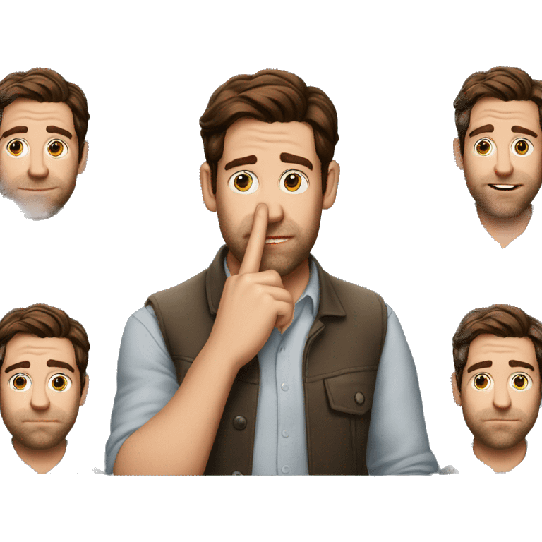 John Krasinski finger on lips emoji