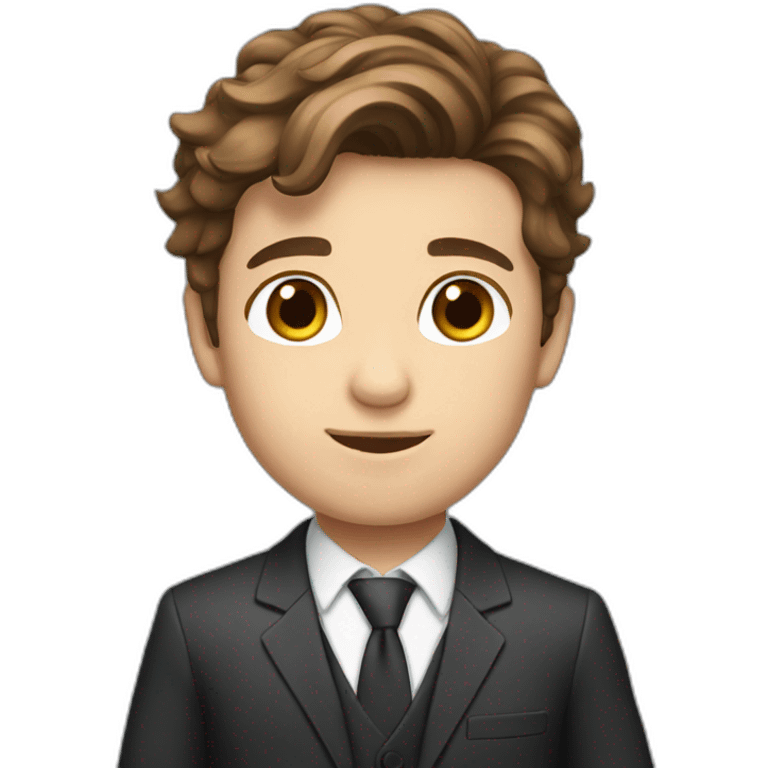 Australian boy brown hair with suit on emoji