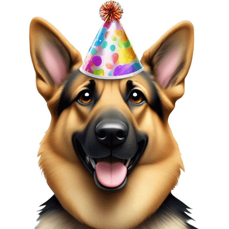 German shepherd saying happy birthday emoji