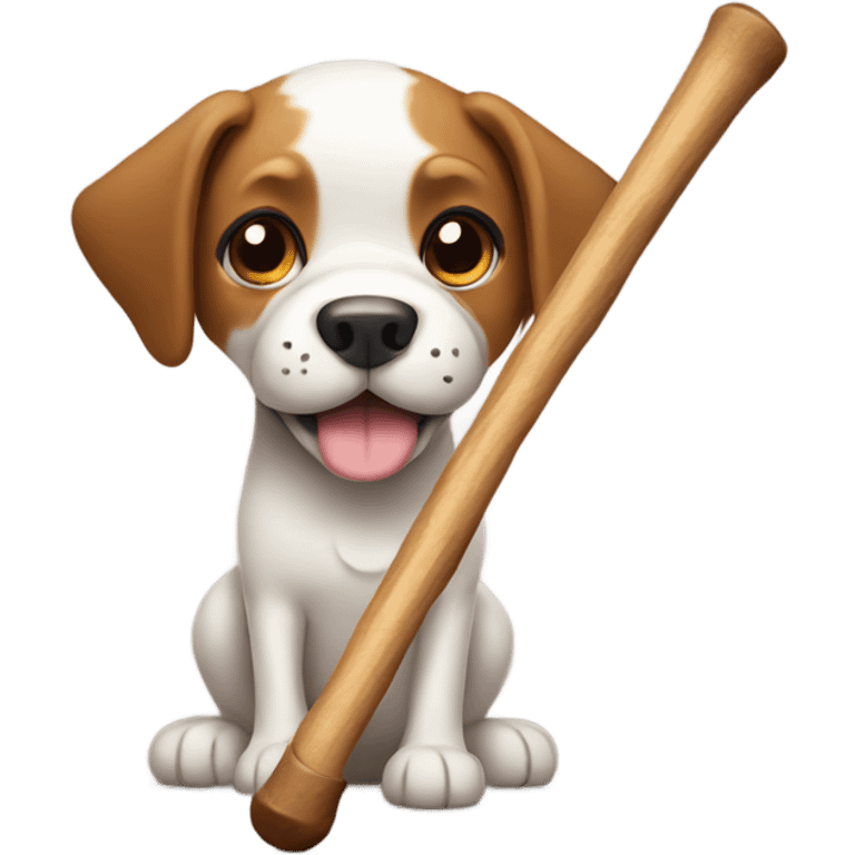 Dog holding a stick emoji