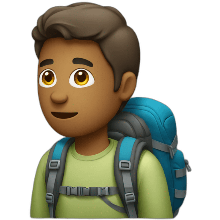 hiker with backpack looking right emoji