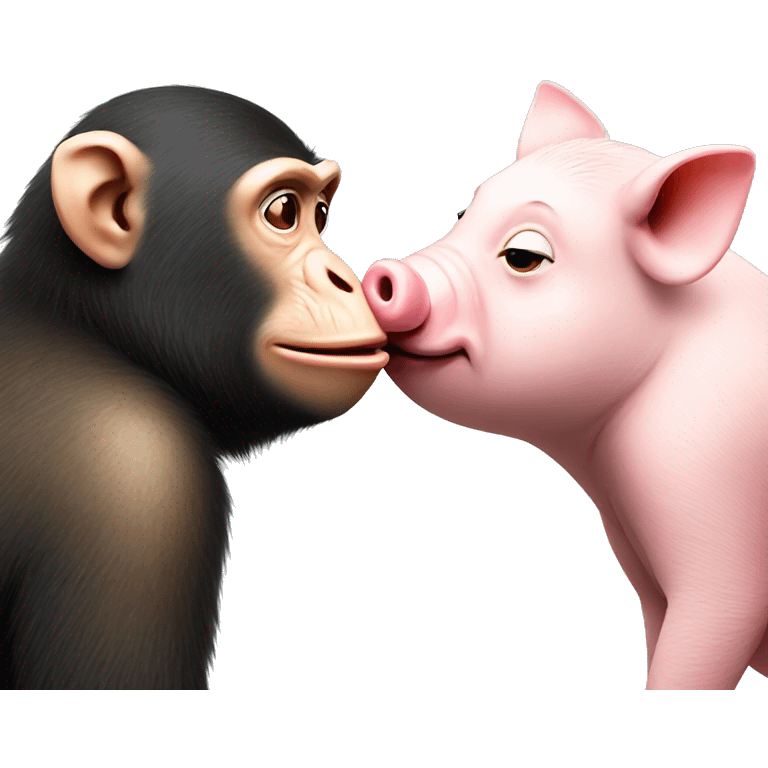 Monkey and pig kissing emoji