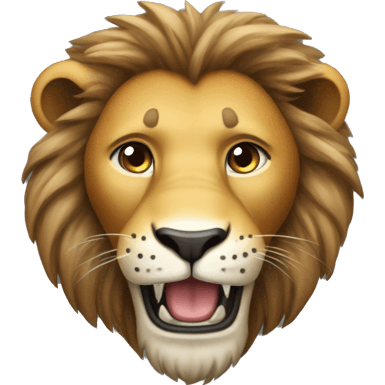 Create an animated emoji of a lion for Telegram. The lion should be cute and expressive, with a detailed mane and playful movements. The animation should include the lion blinking, roaring softly, and wagging its tail. emoji