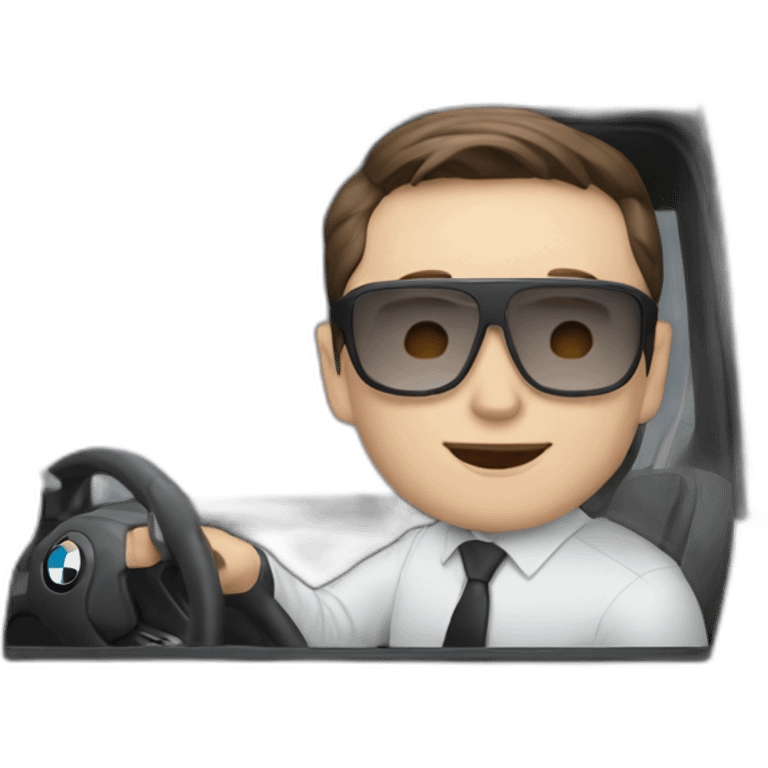 Elon musk driving BMW emoji