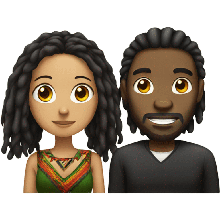 Black guy with dreads and Mexican girl emoji