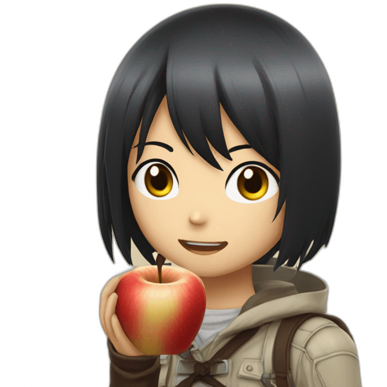 mikasa ackerman eat apple emoji