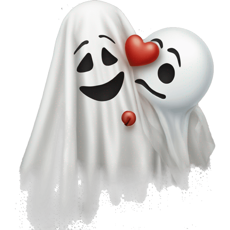 Female clown kissing a sheet ghost emoji