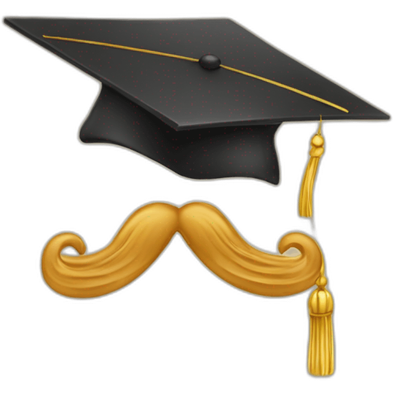 tan guy mustache with graduation cap with gold tassel emoji