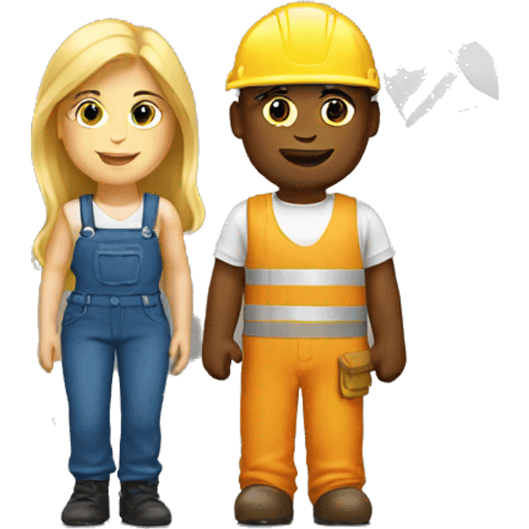 blonde woman and white redhead construction guy emoji