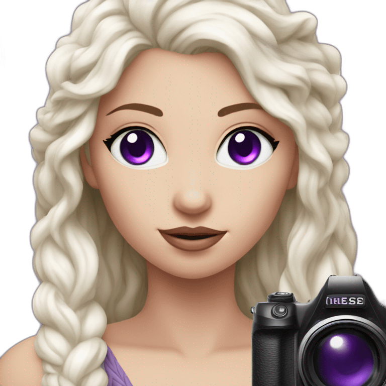 Purple-eyes Khaleesi with a camera emoji