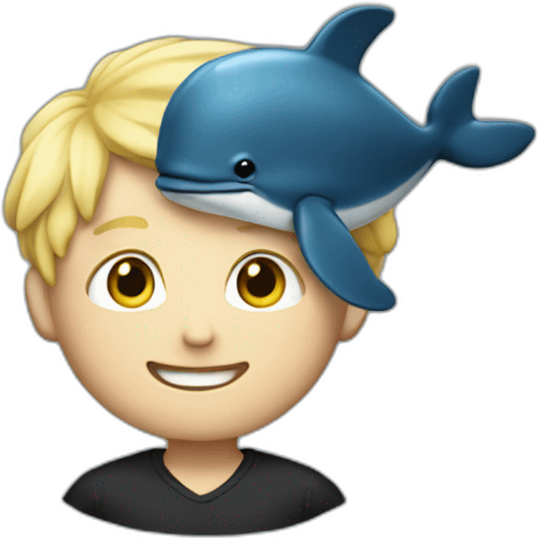 a boy with blond hair wearing a whale costume emoji