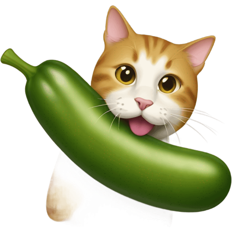 Cat eating pickles emoji