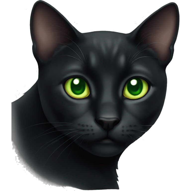 Black cat green eyes emoji