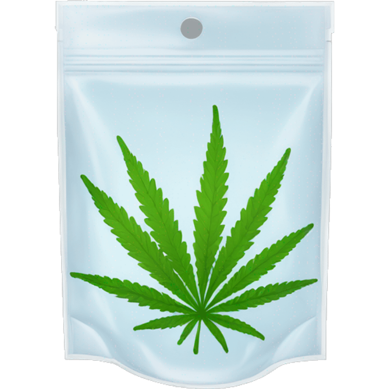 transparent ziplock bag with sativa strain inside emoji