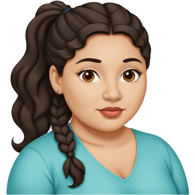  plus size light skin latino women with wavy dark hair in pony tail flat wide nose  emoji