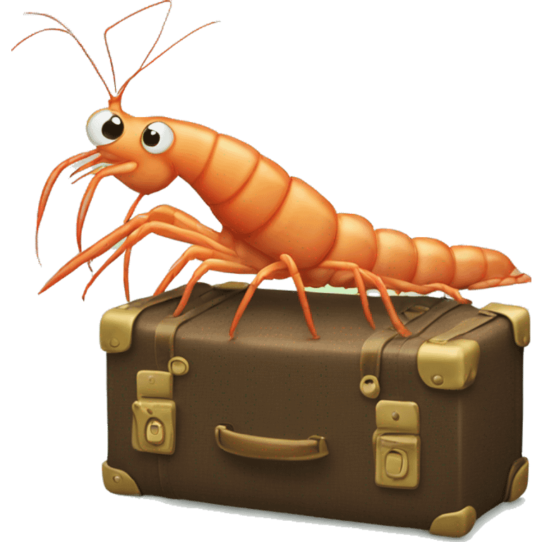 A shrimp with a suitcase  emoji