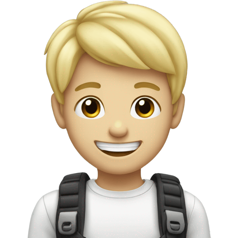 Blonde boy braces, smiling with thumbs up emoji