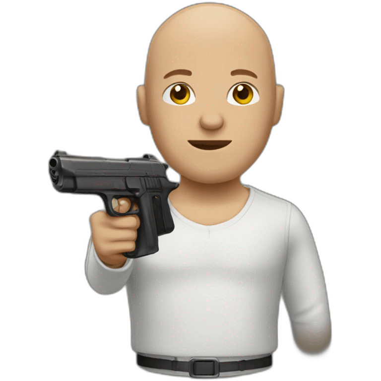 bald man with a gun emoji