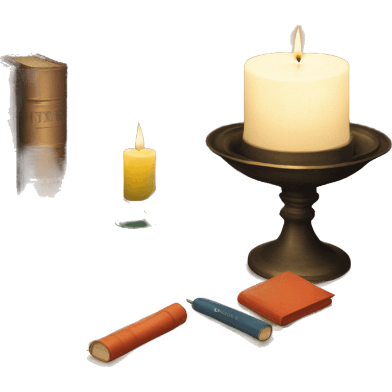 vintage tray with books and candle emoji