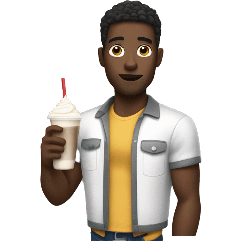 black man holding a milkshake  emoji