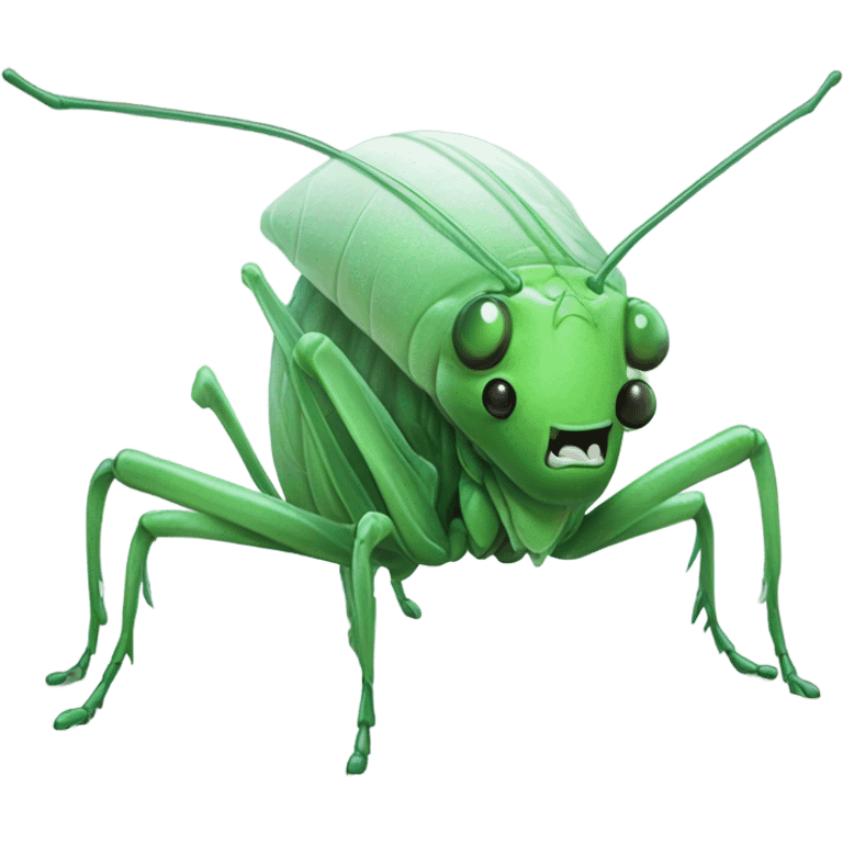 A green cricket and a white ghost emoji