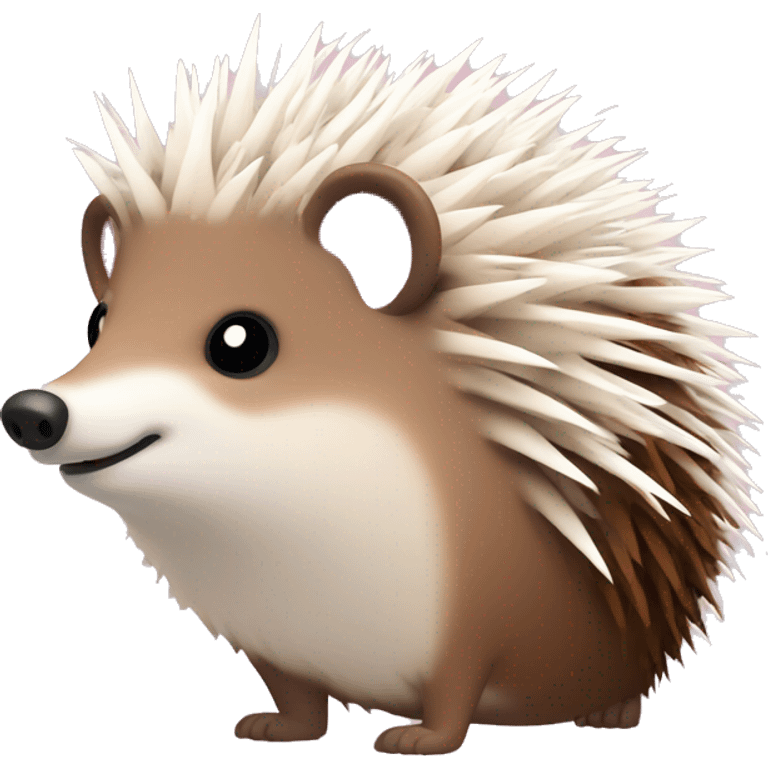 Hedgehog white brown quills one pink ear one brown ear different colored ears  emoji