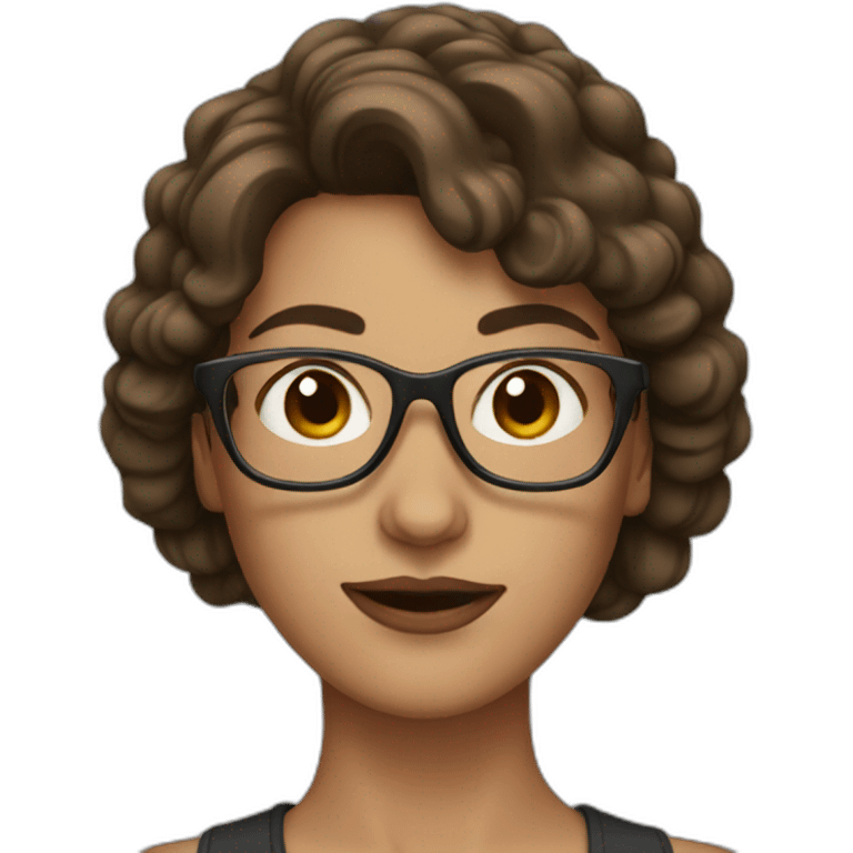 Woman with brown hair and glasses emoji