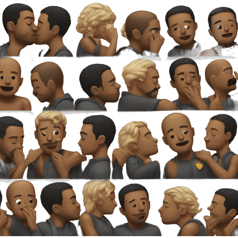 Black men kissing emoji