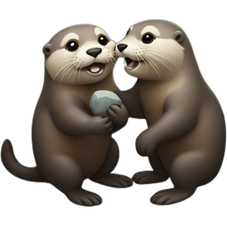 Otters holding a rock emoji